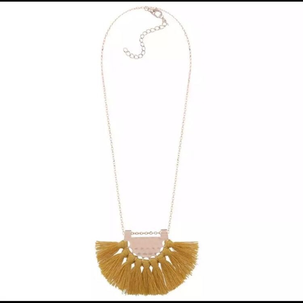 Mustard Bohemian Tassel necklace.
